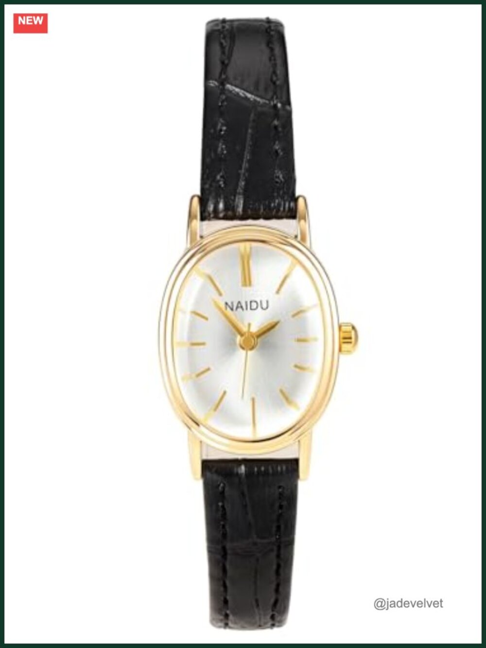 Top Plaza Women's Vintage Oval Gold Dial Leather Analog Watch Gift Boxed